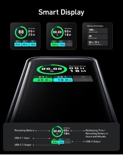 Powerbank Prime 20000 mAh 200W USB-C x 2 USB-A x 1 Powerbank Prime 20000 mAh 200W USB-C x 2 USB-A x 1