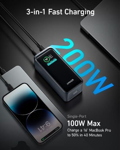 Powerbank Prime 20000 mAh 200W USB-C x 2 USB-A x 1 Powerbank Prime 20000 mAh 200W USB-C x 2 USB-A x 1