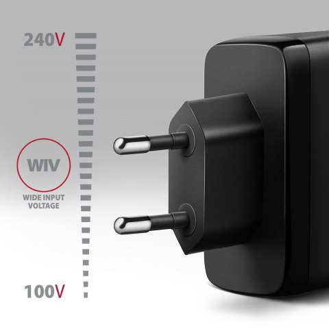 ACU-DPQ100 Ładowarka sieciowa GaN 100W, 3x port (USB-A + dual USB-C) PD3.0/QC4+/PPS/Apple Czarna ACU-DPQ100 Ładowarka sieciowa GaN 100W, 3x port (USB-A + dual USB-C) PD3.0/QC4+/PPS/Apple Czarna