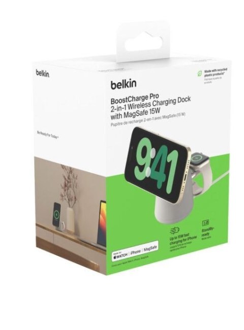 Bezprzewodowa ładowarka BoostCharge Pro 2w1 Mag Safe Sand Bezprzewodowa ładowarka BoostCharge Pro 2w1 Mag Safe Sand