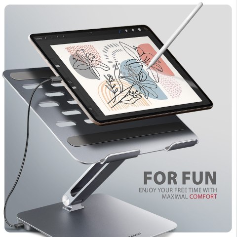HMC-STND Stojak z wieloportowy hub Aluminiowy 7in1, 5Gbps, do 10"-16" cali laptopów, nastawny, 3x USB-A, HDMI 4K/60Hz, GLAN, PD HMC-STND Stojak z wieloportowy hub Aluminiowy 7in1, 5Gbps, do 10"-16" cali laptopów, nastawny, 3x USB-A, HDMI 4K/60Hz, GLAN, PD