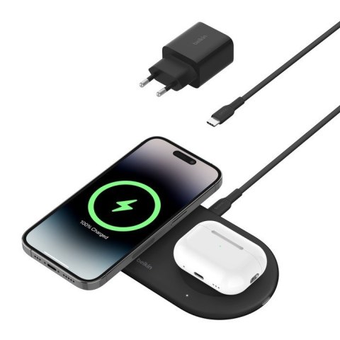 Ładowarka podwójna BoostCharge Pro Qi2 15W czarna Ładowarka podwójna BoostCharge Pro Qi2 15W czarna