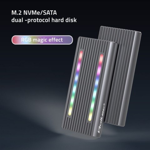 Obudowa | kieszeń na dysk M.2 SSD | SATA | NVMe | RGB LED | USB-C| 4TB Obudowa | kieszeń na dysk M.2 SSD | SATA | NVMe | RGB LED | USB-C| 4TB