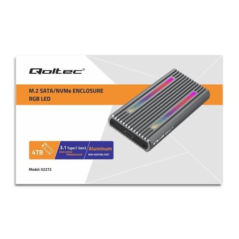 Obudowa | kieszeń na dysk M.2 SSD | SATA | NVMe | RGB LED | USB-C| 4TB Obudowa | kieszeń na dysk M.2 SSD | SATA | NVMe | RGB LED | USB-C| 4TB