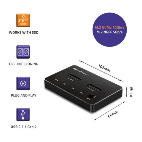 Stacja dokująca dysków SSD M.2 | NVMe | SATA | USB-C | DUAL 2 x 2TB Stacja dokująca dysków SSD M.2 | NVMe | SATA | USB-C | DUAL 2 x 2TB