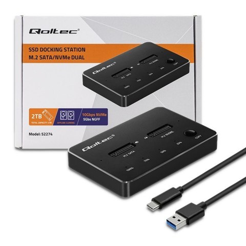 Stacja dokująca dysków SSD M.2 | NVMe | SATA | USB-C | DUAL 2 x 2TB Stacja dokująca dysków SSD M.2 | NVMe | SATA | USB-C | DUAL 2 x 2TB