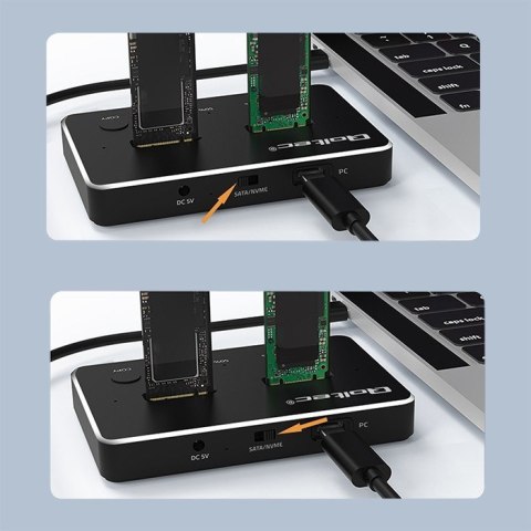 Stacja dokująca dysków SSD M.2 | NVMe | SATA | USB-C | DUAL 2 x 2TB Stacja dokująca dysków SSD M.2 | NVMe | SATA | USB-C | DUAL 2 x 2TB