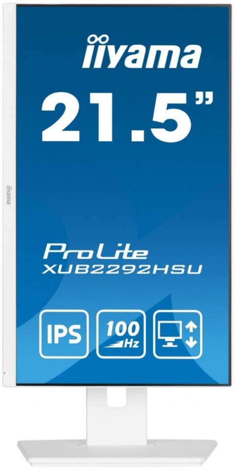Monitor 21.5 cala ProLite XUB2292HSU-W6 IPS,100Hz,FreeSync,PIVOT,0.4ms,HDMI, DP,4xUSB(3.2),2x2W,HAS(150mm), Biały Monitor 21.5 cala ProLite XUB2292HSU-W6 IPS,100Hz,FreeSync,PIVOT,0.4ms,HDMI, DP,4xUSB(3.2),2x2W,HAS(150mm), Biały