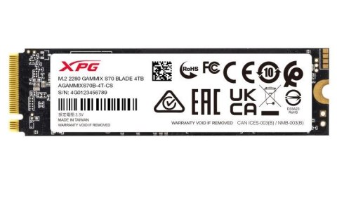 Dysk SSD XPG GAMMIX S70 BLADE 8000GB PCIe 4x4 7.3/6.3MB/s Dysk SSD XPG GAMMIX S70 BLADE 8000GB PCIe 4x4 7.3/6.3MB/s