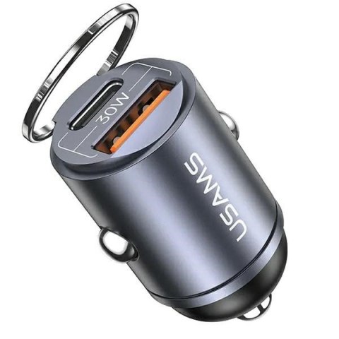 Ładowarka samochodowa 30W 1xUSB+1xUSB-C C38 Fast Charge Stalowa Ładowarka samochodowa 30W 1xUSB+1xUSB-C C38 Fast Charge Stalowa