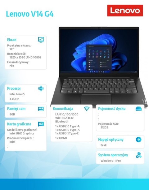 Laptop V14 G4 83A0005WPB W11Pro i5-13420H/8GB/512GB/INT/14.0 FHD/Business Black/3YRS OS Laptop V14 G4 83A0005WPB W11Pro i5-13420H/8GB/512GB/INT/14.0 FHD/Business Black/3YRS OS