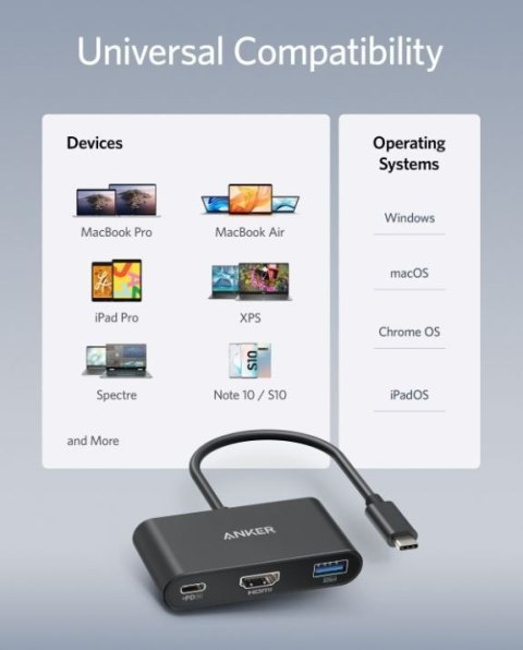 USB-C Hub 3w1 4K HDMI szary USB-C Hub 3w1 4K HDMI szary