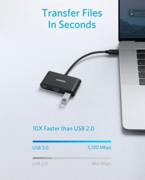 USB-C Hub 3w1 4K HDMI szary USB-C Hub 3w1 4K HDMI szary