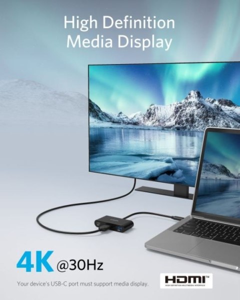 USB-C Hub 3w1 4K HDMI szary USB-C Hub 3w1 4K HDMI szary