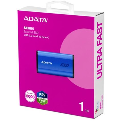 Dysk zewnętrzny SSD SE880 1TB USB3.2A/C Gen2x2 Niebieski Dysk zewnętrzny SSD SE880 1TB USB3.2A/C Gen2x2 Niebieski