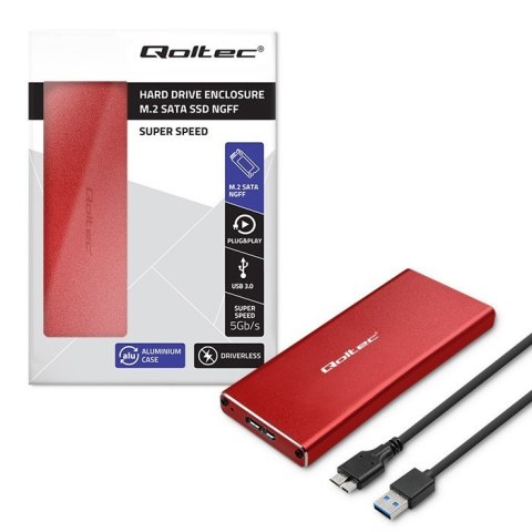 Obudowa | kieszeń na dysk M.2 SSD | SATA | NGFF | USB 3.0 | Superspeed 5Gb/s | 2TB | Czerwona Obudowa | kieszeń na dysk M.2 SSD | SATA | NGFF | USB 3.0 | Superspeed 5Gb/s | 2TB | Czerwona