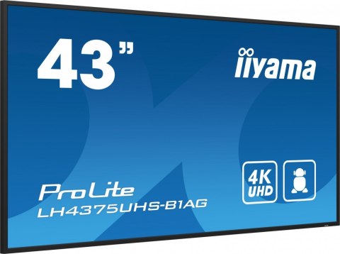 Monitor 42.5 cala ProLite LH4375UHS-B1AG, 24/7,IPS,ANDROID.11,4K,500cd/m2,WiFi,3xHDMI,DP,Daisy/Chain,2xUSB,2x10W,RJ45,iiSignage2 Monitor 42.5 cala ProLite LH4375UHS-B1AG, 24/7,IPS,ANDROID.11,4K,500cd/m2,WiFi,3xHDMI,DP,Daisy/Chain,2xUSB,2x10W,RJ45,iiSignage2