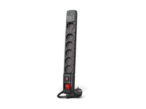 Listwa zasilająca S6 USB A+C 5M 6X 230V PD3.0 QC Czarna Listwa zasilająca S6 USB A+C 5M 6X 230V PD3.0 QC Czarna