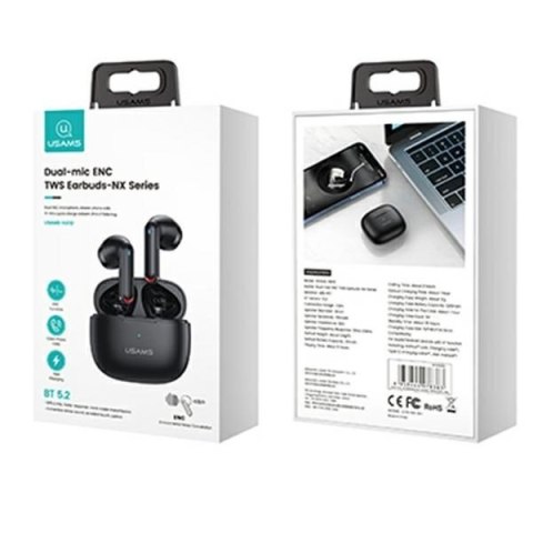 Słuchawki Bluetooth TWS 5.2 NX10 Series Dual microfon czarne Słuchawki Bluetooth TWS 5.2 NX10 Series Dual microfon czarne