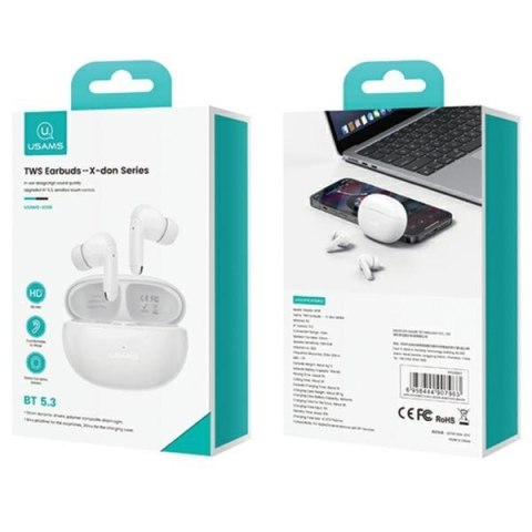 Słuchawki Bluetooth TWS 5.3 X-Don Series Dual microfon ENC białe Słuchawki Bluetooth TWS 5.3 X-Don Series Dual microfon ENC białe