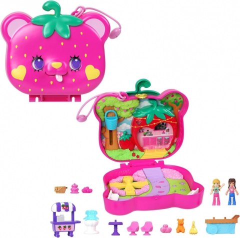 Zestaw figurek Polly Pocket Truskawkowy miś Zestaw kompaktowy Zestaw figurek Polly Pocket Truskawkowy miś Zestaw kompaktowy