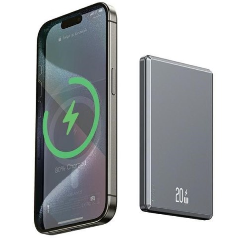 Powerbank indukcyjny 5000mAh MagSafe Fast Charging PD 20W Szary Powerbank indukcyjny 5000mAh MagSafe Fast Charging PD 20W Szary
