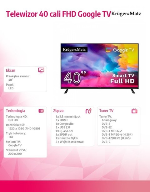 Telewizor 40 cali FHD Google TV Telewizor 40 cali FHD Google TV