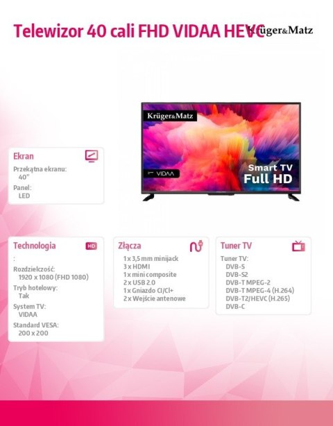 Telewizor 40 cali FHD VIDAA HEVC Telewizor 40 cali FHD VIDAA HEVC