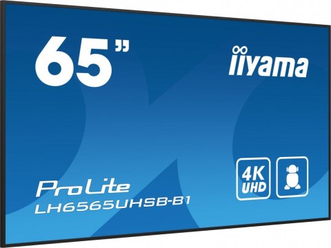 *IIYAMA 65'LH6565UHSB-B1, 24/7,IPS,ANDROID.11,4K,800cd, iiSignage2, SDM, 2x HDMI, DP, 2x USB,2x 10W, RJ45, WiFi, 4/32GB, PIO *IIYAMA 65'LH6565UHSB-B1, 24/7,IPS,ANDROID.11,4K,800cd, iiSignage2, SDM, 2x HDMI, DP, 2x USB,2x 10W, RJ45, WiFi, 4/32GB, PIO