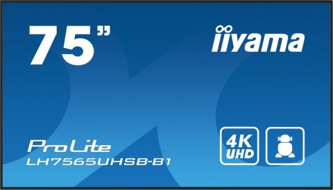 Monitor 75 cali LH7565UHSB-B1, 24/7, IPS, ANDROID 11, 4K, 800cd, iiSignage2, SDM, 2x HDMI, DP, 2x USB,2x 10W, RJ45, WiFi, 4/32GB Monitor 75 cali LH7565UHSB-B1, 24/7, IPS, ANDROID 11, 4K, 800cd, iiSignage2, SDM, 2x HDMI, DP, 2x USB,2x 10W, RJ45, WiFi, 4/32GB