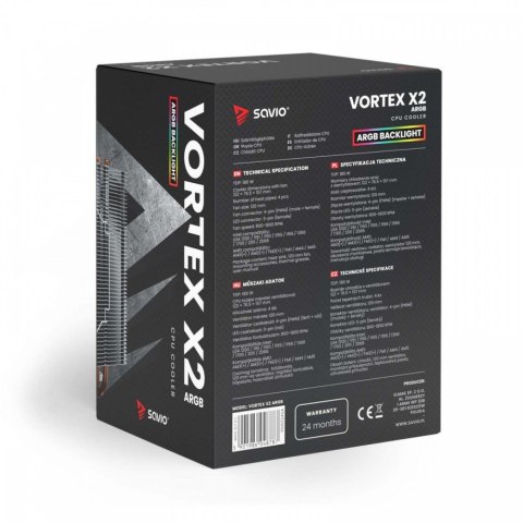 Chłodzenie procesora CPU Vortex X2 ARGB Chłodzenie procesora CPU Vortex X2 ARGB