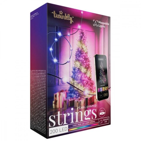 Inteligentne lampki dekoracyjne Strings USB-C (Candies) 200 LED RGB, perły, zielony przewód, 12 m Inteligentne lampki dekoracyjne Strings USB-C (Candies) 200 LED RGB, perły, zielony przewód, 12 m