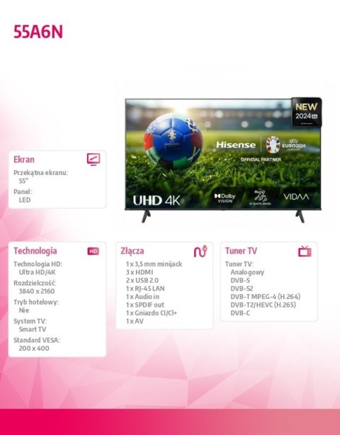 Telewizor LED 55 cali 55A6N Telewizor LED 55 cali 55A6N