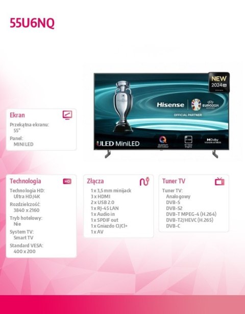 Telewizor MINI-LED QLED 55 cali 55U6NQ Telewizor MINI-LED QLED 55 cali 55U6NQ