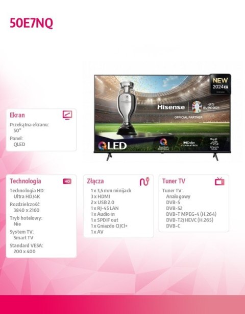 Telewizor QLED 50 cali 50E7NQ Telewizor QLED 50 cali 50E7NQ