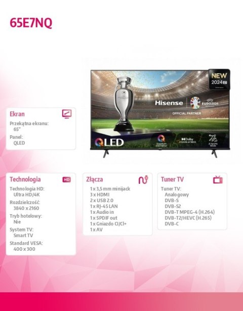 Telewizor QLED 65 cali 65E7NQ Telewizor QLED 65 cali 65E7NQ