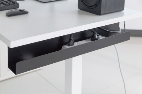 Uchwyt stalowy do organizacji kabli / listew zasilających pod biurkiem, montaż śruby, 60 cm, czarny Uchwyt stalowy do organizacji kabli / listew zasilających pod biurkiem, montaż śruby, 60 cm, czarny
