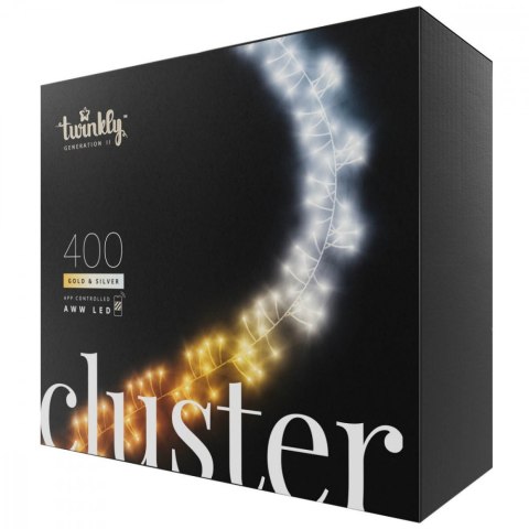 Inteligentne lampki LED Cluster 400 LED AWW girlanda, 6m, IP44, czarny przewód Inteligentne lampki LED Cluster 400 LED AWW girlanda, 6m, IP44, czarny przewód