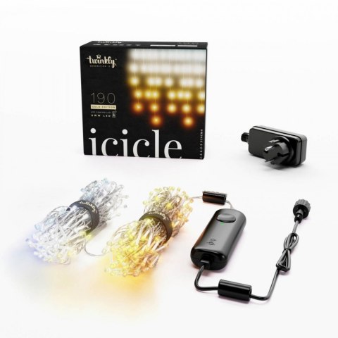 Inteligentne lampki sople Icicle 190 AWW LED, 5x0,5 m, IP44, przezroczysty przewód Inteligentne lampki sople Icicle 190 AWW LED, 5x0,5 m, IP44, przezroczysty przewód
