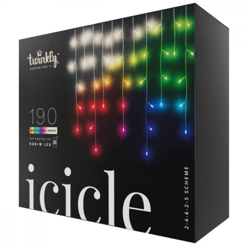 Inteligentne lampki sople Icicle 190 RGBW LED, 5x0,5 m, IP44, przezroczysty przewód Inteligentne lampki sople Icicle 190 RGBW LED, 5x0,5 m, IP44, przezroczysty przewód
