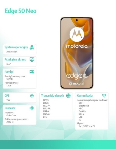 Smartfon Edge 50 neo 12/512, Pantone Latte Smartfon Edge 50 neo 12/512, Pantone Latte