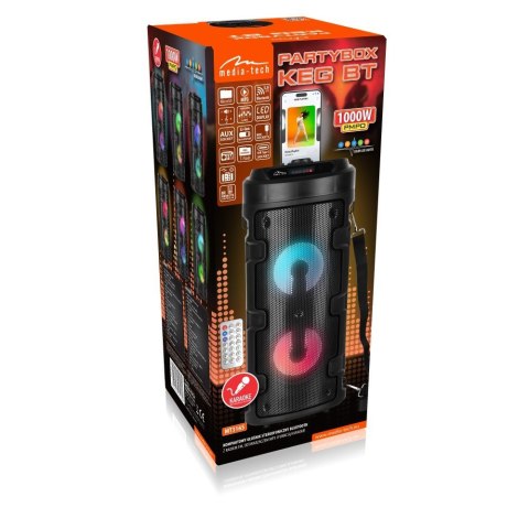 Głośnik PARTYBOX KEG BT MT3165 V2.0 Karaoke/Bluetooth 5.0+EDR/FM/MP3/MicroSD/USB/Equalizer/AUX/Jack 6.3/Pilot/Pasek/USB-C/LED/RM Głośnik PARTYBOX KEG BT MT3165 V2.0 Karaoke/Bluetooth 5.0+EDR/FM/MP3/MicroSD/USB/Equalizer/AUX/Jack 6.3/Pilot/Pasek/USB-C/LED/RM
