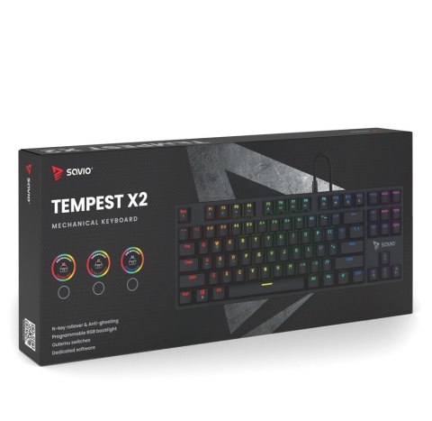 Klawiatura mechaniczna RGB Tempest X2 Outemu Brown Klawiatura mechaniczna RGB Tempest X2 Outemu Brown