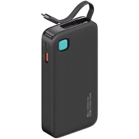 Powerbank 10000mAh 20W zwijany kabel USB-C fast charge Czarny Powerbank 10000mAh 20W zwijany kabel USB-C fast charge Czarny