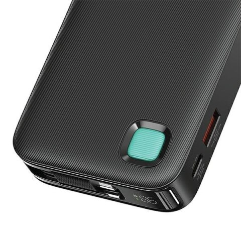 Powerbank 10000mAh 20W zwijany kabel USB-C fast charge Czarny Powerbank 10000mAh 20W zwijany kabel USB-C fast charge Czarny