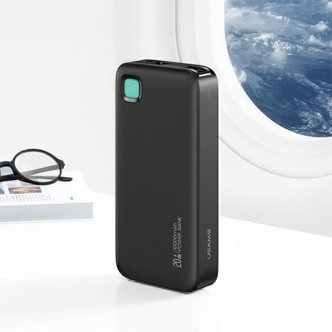 Powerbank 10000mAh 20W zwijany kabel USB-C fast charge Czarny Powerbank 10000mAh 20W zwijany kabel USB-C fast charge Czarny