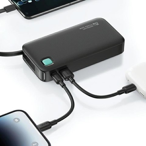 Powerbank 10000mAh 20W zwijany kabel USB-C fast charge Czarny Powerbank 10000mAh 20W zwijany kabel USB-C fast charge Czarny