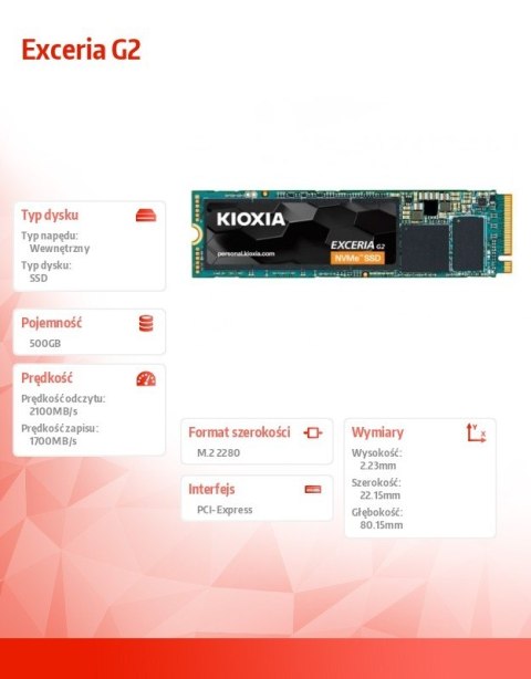 Dysk SSD Exceria G2 500GB NVMe Dysk SSD Exceria G2 500GB NVMe