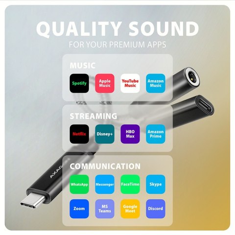 ADA-HCPD Zewnętrzna karta dźwiękowa USB-C 32bit DAC 3.5mm (F) złącze, 384kHz + PD 60W ADA-HCPD Zewnętrzna karta dźwiękowa USB-C 32bit DAC 3.5mm (F) złącze, 384kHz + PD 60W