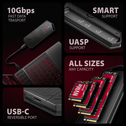 EEM2-GAM Obudowa zewnętrzna aluminiowa USB-C 3.2 Gen 2 M.2 NVMe/SATA SSD Gaming EEM2-GAM Obudowa zewnętrzna aluminiowa USB-C 3.2 Gen 2 M.2 NVMe/SATA SSD Gaming